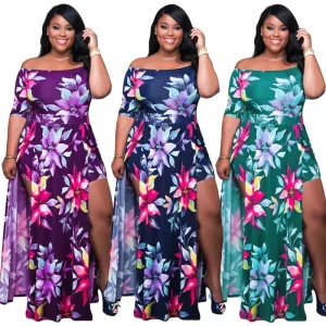 Printing Sexy Women’s Dress Sundress Elegant Casual Plus Size Clothing 1XL2XL3XL4XL