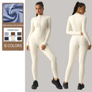 Quick Dry Yoga Jumpsuit Women Long Sleeve Zip Yoga Top Set Rompers Fitness Wear Sportswear Clothing Outfits Women’s Jumpsuit