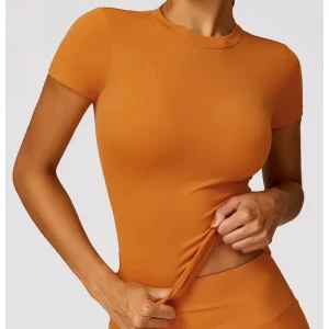 Quick Drying Women’s Gym Activewear Custom Logo Short Sleeved Yoga Set for Outdoor Running & Sports Plus Size Fitness Clothes