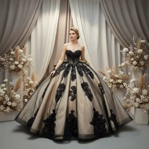 Quinceanera Dresses 15 Years Modern Vintage Embroidered Crystal Flowers Bow Chiffon Lace Ball Gown Women’s Party Wear Princess