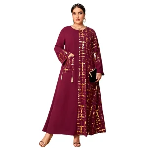 R13817S Women’s Plus Size 4XL Muslim Clothes European and American Plus Size Factory Dress