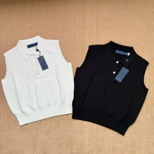 RL Ruff for Logo Embroidery Casual Spring Women’s Short Neck Sleeveless Viscose Polyester Knit Top