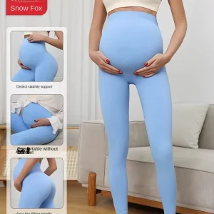 Regular Fit High Waist Seamless Breathable Winter Yoga Pants Pregnant Women Solid Color Maternity Clothing