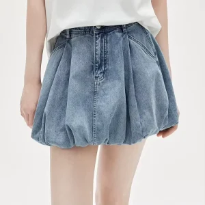 Retro Pure Cotton Unique Irregular Women’s Denim Mini Skirt