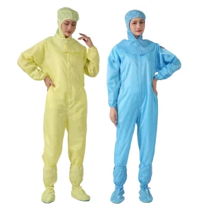 Reusable Antistatic Laboratory Cleanroom Coverall ESD Jumpsuit With Attached Or Separate Hood