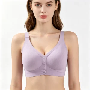 Ribbed Seamless Wireless Nursing Bra Front Snap Closure Soft Nylon Spandex Vest Design For Pregnant Postpartum Women OEM