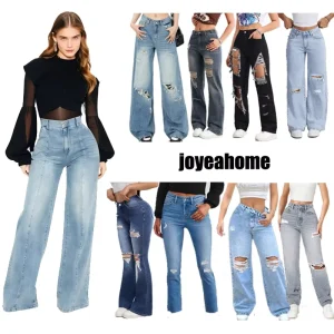Ripped Women’s Jeans Women’s Flared Jeans Women’s Loose Jeans Breathable Jeans Women’s Pants Wide Jeans Women’s Jeans