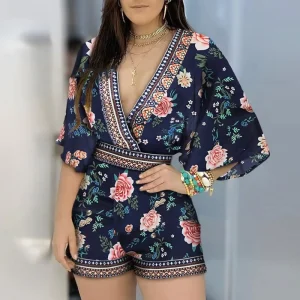Rompers Women Jumpsuit Short Shorts Jumpsuit for Women Print Casual Short Jumpsuits