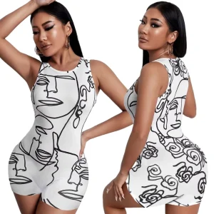 Rompers Womens Jumpsuit Skinny Shorts Summer Fashion Retro Overalls Rompers Suspender Playsuit Pants Monos Mujer
