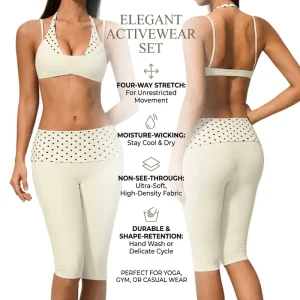 Ropa Deportiva Mujer Activewear Women’s Sportswear Gym Clothes Two Pieces Bra and Fold Over Wide Waistband Capri Leggings Set