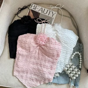 Rose Cropped Top Summer Basic Tank Top Popular Women’s Tanks Camis