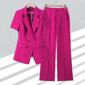 Rose Short-sleeved Suit Women’s Summer Thin Leisure Suit Jacket Short Professional Suit