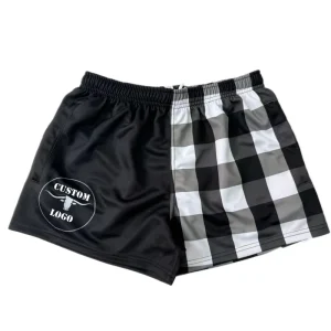 Rugby Shorts Custom Logo Quick Dry Beach Trunk Shorts For Boys Drawstring Thick Footy Shorts With Zipper Pockets