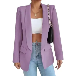 S-2XL Autumn Winter Solid Color Flip Collar Blazer Fashionable Commuting Outerwear
