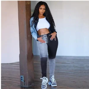 S-3XL Jeans Women’s Fashion Slim Fit Versatile Splice Denim Elastic Leggings