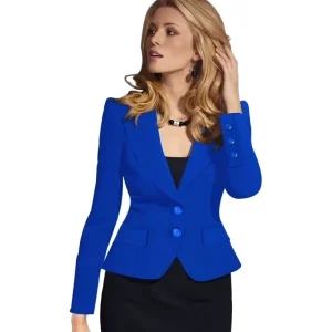 S-3XL Women’s Blazer Long Sleeve Solid Button Coat Slim Office Lady Jacket Female Tops Suit Femme Jackets E1249