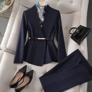 S 4XL Pink Black Suits Set Spring Autumn High Host Business Work Wear Sets Women’s Professional Blazer and Pants Sets