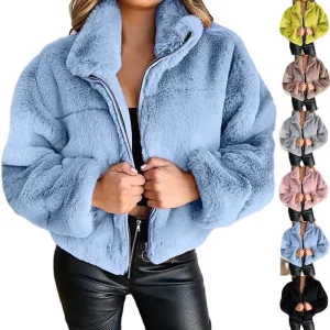 S 5XL Winter Women Fashion Faux Fur Elegant Thick Warm Outerwear Plus Size Women’s Clothing Rabbit Fur Short Coats