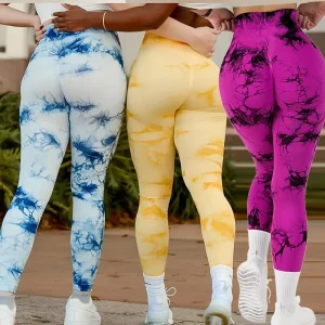 S XL Women’s Sports Tie Dye Leggings High Waist Gym Fitness Yoga Push Up Leggings Ladies Seamless Hip Lifting Tights Pants