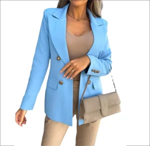 S XXL Women’s Long Sleeve Slim Fit Double Breasted Suit Jacket Blazer