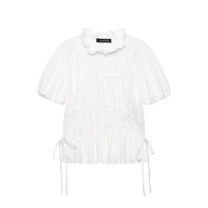 SHENZHU Women’s Clothing Summer New Fashionable Simple Versatile Hollow out Embroidered Top T shirt 2346664 2347664