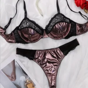 SMOOTH Plus Size Women’s Sexy Lingerie Set Reflective Lace Patchwork Bra Set Women’s Underwear
