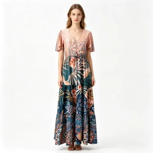 Samoa Puletasi Midi Dress Polynesian Women’s Casual Summer Maxi Dress Floral Custom Logo Elastic Waist Sizes 5XL 6XL Available
