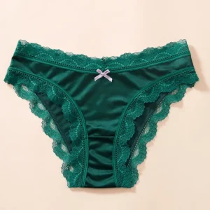 Satin Lace Sexy Women’s Underwear Low Waist Transparent Panties Breathable Soft Seamless Briefs Female Comfortable Lingerie