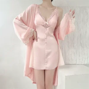 Satin Nightgowns for Women Lace Chemise Slip Silk Negligee Babydoll V Neck Sleepwear