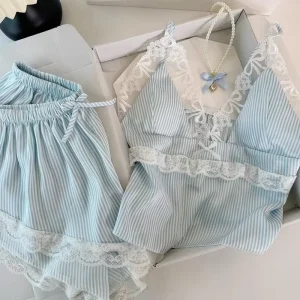 Satin Women’s Pajamas with Spaghetti Straps Loose Big Size Cute Women’s Nightgowns Solid Color