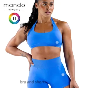 Seamless Backless Bra and High Waist Running Shorts 2 Pieces Women’s Gym Yoga Sports Bra