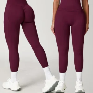 Seamless Solid High Waisted Peach Hip Compression Yoga Leggings for Women’s Tight Hip Lift Push Up Sports Running Fitness