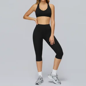 Seamless Solid Yoga Shorts 2 Piece Set for Women Activewear with Anti-Bacterial Quick Dry Front Logo Outdoor