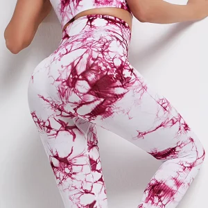 Seamless Tie Dye Printing High Waist Hip Lift Running Fitness Sports Yoga Pants Women’s Plus Size Leggings