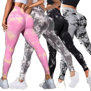 Seamless Two Color Tie Dye Leggings Yoga Pants Women’s Tights High Waist Push Up Body Moisture Wicking Fitness Leggings