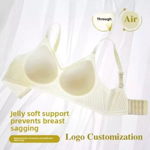 Seamless Underwear Women’s Customizable Lightweight Fixed Cup Ice Silk Cooling Soft Support Gathering Bra Summer