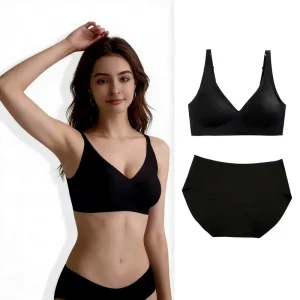 Seamless Wire Free Women’s Bra Mid Rise Hipster Underpants Comfortable Sport Lingerie Sets Print 3/4 Cup for Everyday