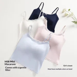 Seamless Wireless Bra in Camisole With Built in Padded Cups Non marking Deep U Backless Tank Top Push Up Lingerie