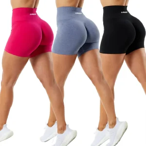 Seamless Womens Gym Shorts Custom Logo Scrunch Butt Workout Shorts for Women
