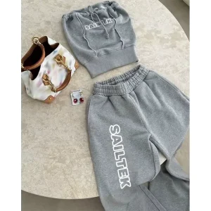 Sexy Clothes for Women Custom Tracksuits for Ladies 2 Piece Tube Top and Wide Leg Pants Set