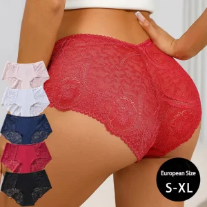 Sexy Full Lace Women’s Underwear Mid Rise Breathable Lady Knickers Customized Plus Size Lingerie Factory