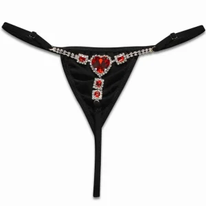 Sexy Heart shaped Ruby Rhinestone Body Chain Personalized Trendy Underwear Chain Sparkling Accessories Body Chain