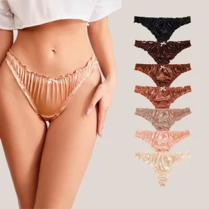 Sexy High Elastic Soft Satin T-Back Women Romantic Erotic G-String Panties Women Sexy Underwear Fashion Underwear