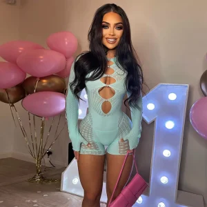 Sexy Lace Mesh See through Rompers Womens Jumpsuit Shorts Onesie Fashion One Piece Club Outfit Long Sleeve Bodycon Playsuit