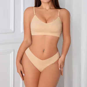 Sexy Lady Soft Wireless Seamless Underwear Shorts Set Custom Plus Size Support Lift up Women’s Bra and Panties Sets