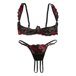 Sexy Lingerie Push up Cupless Bras Panty Women’s Underwear Set Plus Size Underwire Lace Embroidery Bra Crotchless Intimates