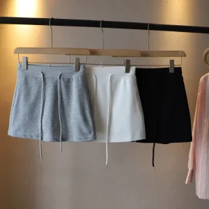 Sexy Mini Solid Color Split Bag Hip Pencil Short Skirt High Waist Slim Women’s One-Step Skirt Half Skirt