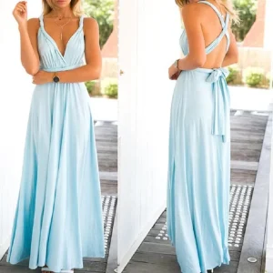 Sexy Plus Size Multiway Wrap Convertible Boho Maxi Chiffon Lace Bandage Infinity Robe Party Bridesmaid Dress for Women