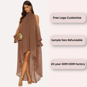 Sexy Solid Color Ruched Retro Chiffon O-neck Women Maxi Beach Elegant Dress Sleeveless Long Party Women Dresses custom dresses women manufacture