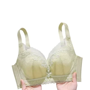 Sexy Summer Floral Thin Underwear Women’s 3/4 Cup Gathered Bra Lace Seamless Ultra-Thin Breathable Adjustable